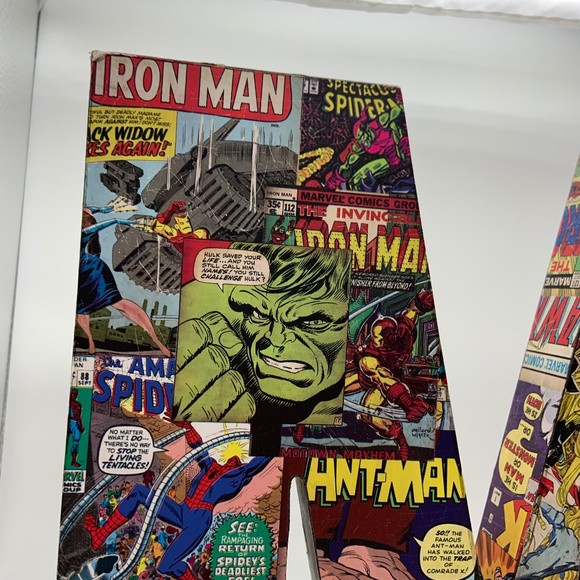 Marvel Comics Letter M Wall Hanging Retro Comics Wooden Wall Decor - Picture 2 of 16